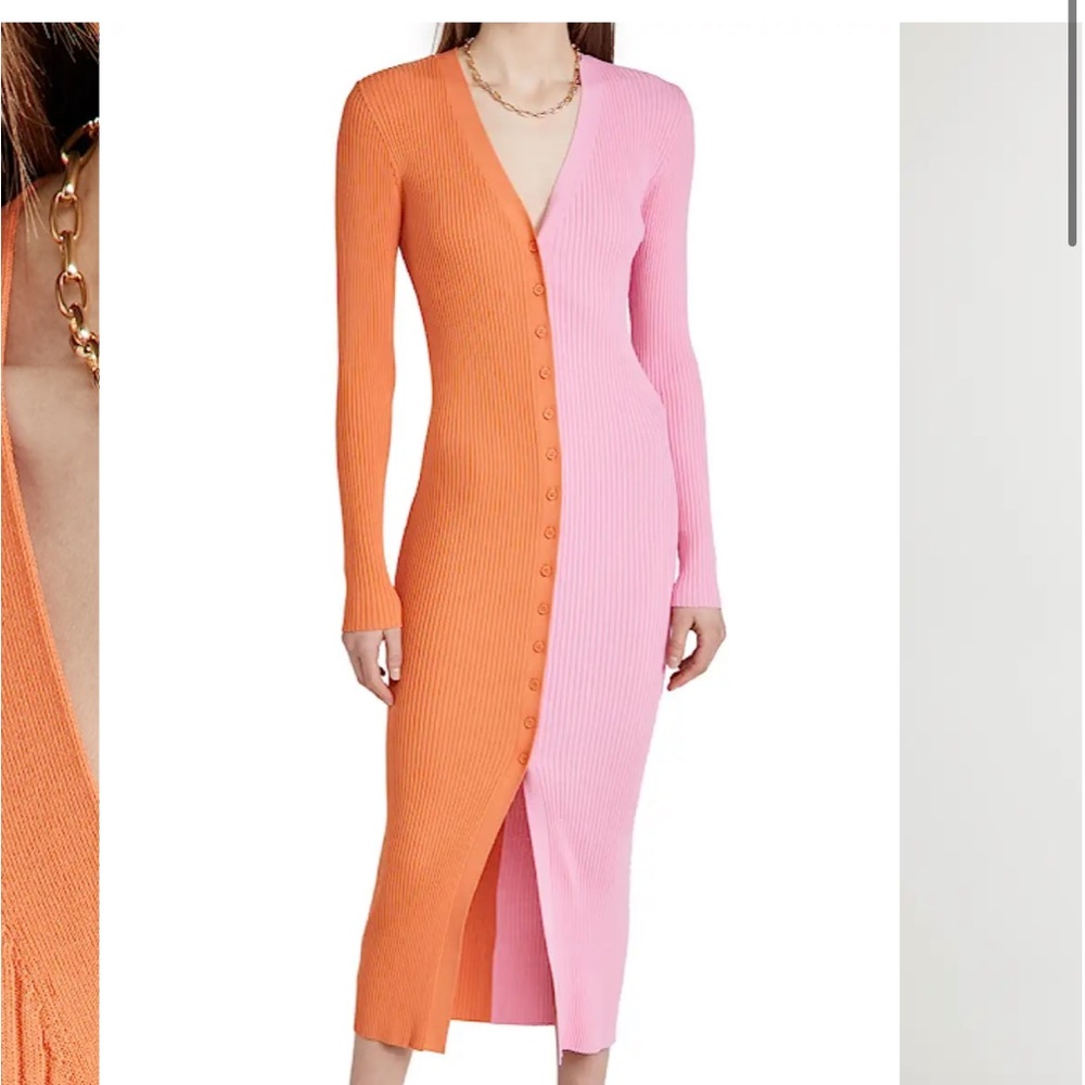 STAUD pink and orange dress